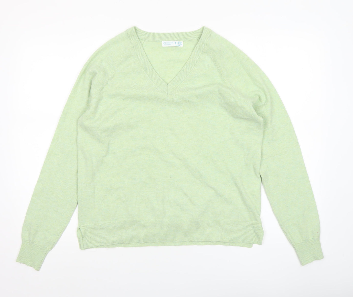 Primark Women Green V-Neck Pullover Knit Jumper Size S