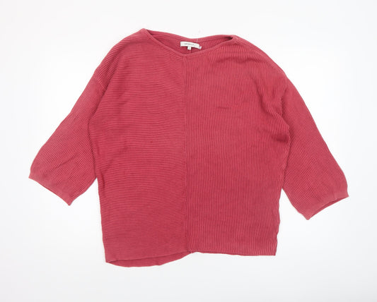 Sandwich Womens Red Cotton Rib Knit 3/4 Sleeve Pullover Jumper Size M