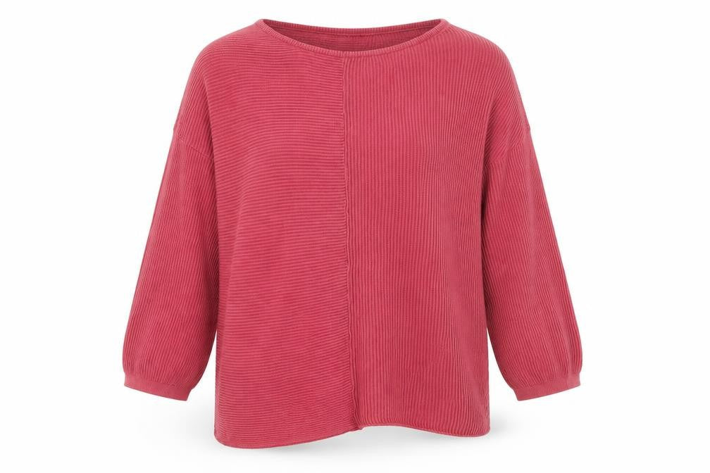Sandwich Womens Red Cotton Rib Knit 3/4 Sleeve Pullover Jumper Size M