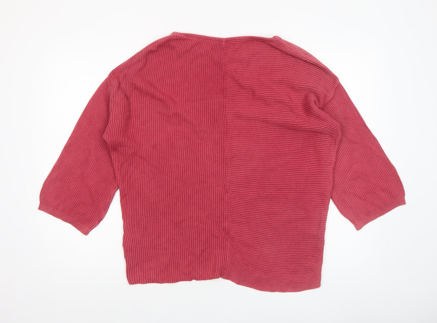 Sandwich Womens Red Cotton Rib Knit 3/4 Sleeve Pullover Jumper Size M
