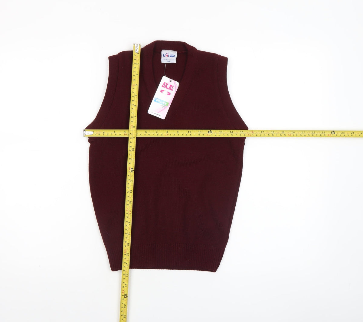 Uniform Boys Burgundy Acrylic Sleeveless Vest Jumper Size 30