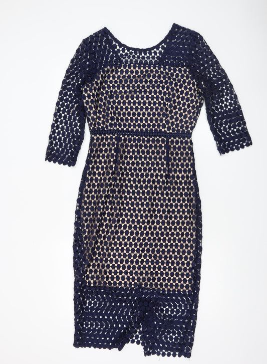 Marc Angelo Women's Blue Lace Sheath Dress Size 10