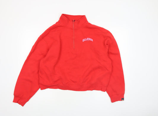 Ellesse Women's Red 1/4 Zip Pullover Sweatshirt UK 14