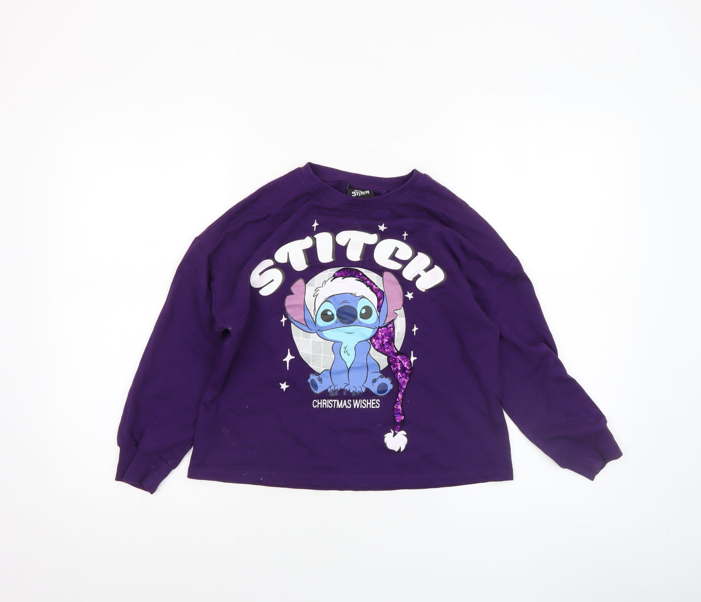 Next Girls Purple Stitch Christmas Wishes Long Sleeve Cotton T-Shirt 8 Years