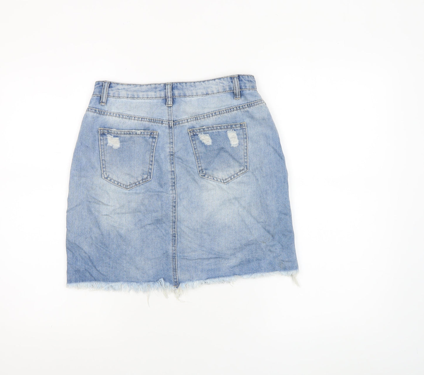 Hello Miss Womens Blue Distressed Denim Mini Skirt Size 12