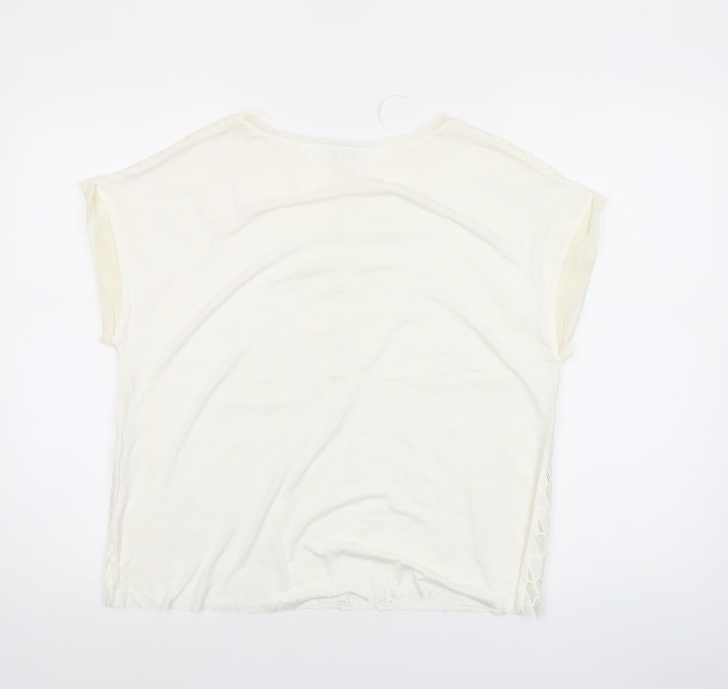 Zara Women Ivory Lace Short Sleeve Blouse Size S