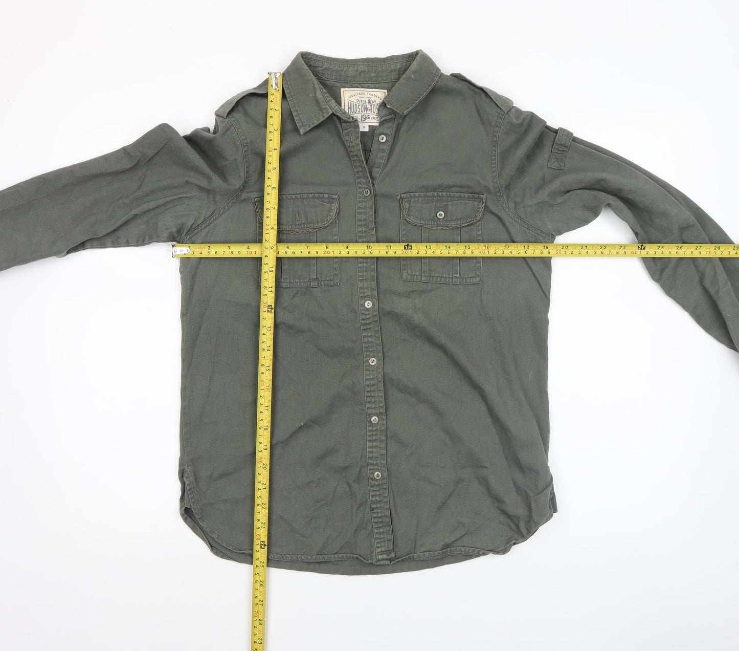 Hudson & Rose Women’s Green Cotton Long Sleeve Button-Up Shirt Size 10
