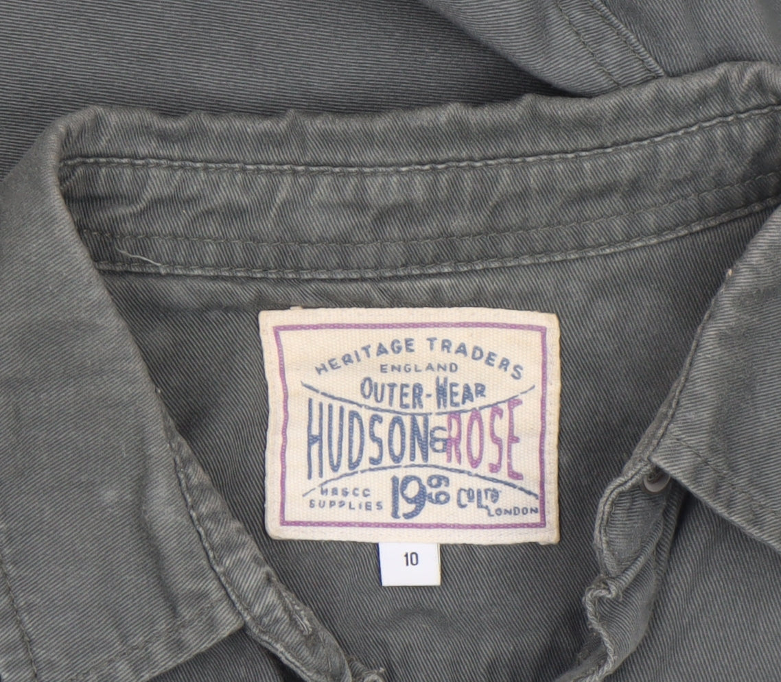 Hudson & Rose Women’s Green Cotton Long Sleeve Button-Up Shirt Size 10