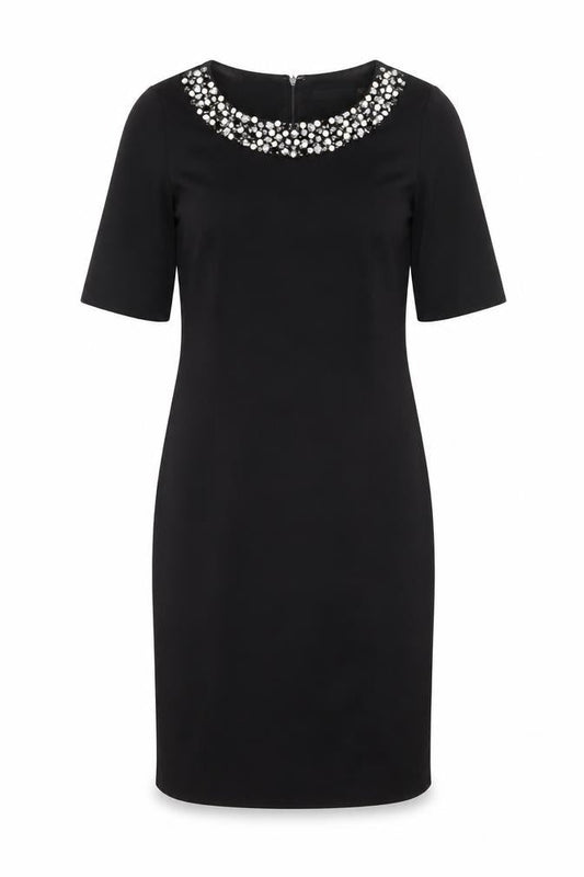 Lila Calypso Women Black UK 8 Embellished Knee Length Sheath Dress