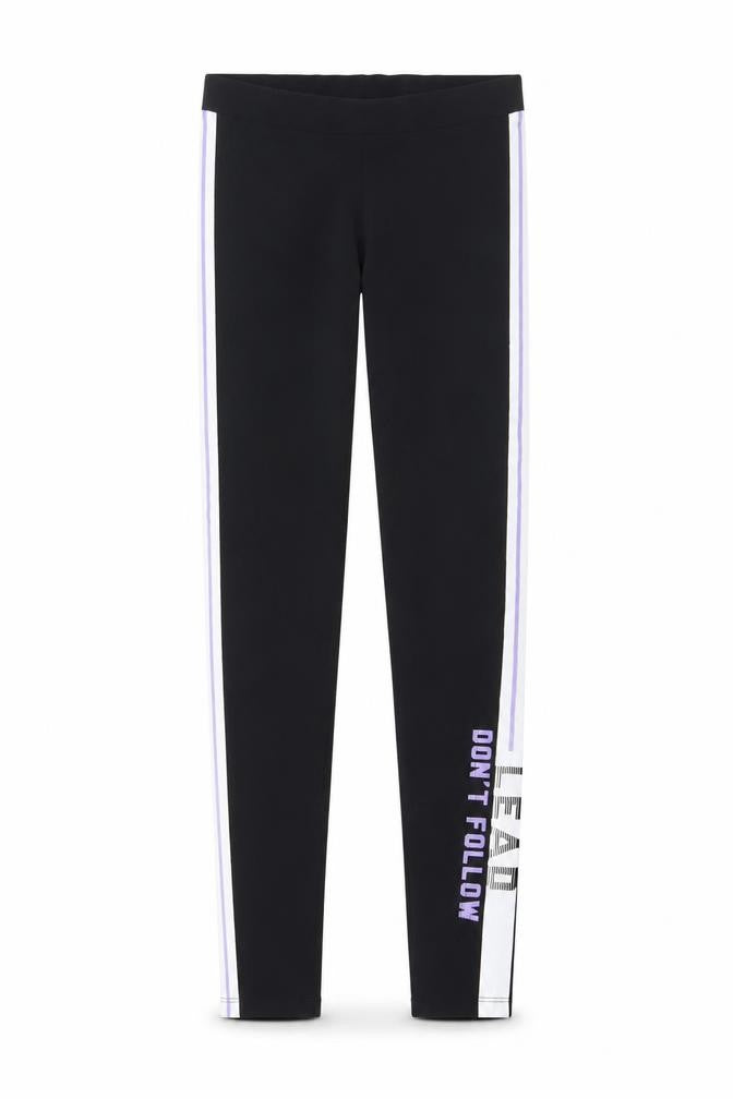 Marks & Spencer Girls Black Stretch Side Stripe Ankle Leggings 12-13 Years