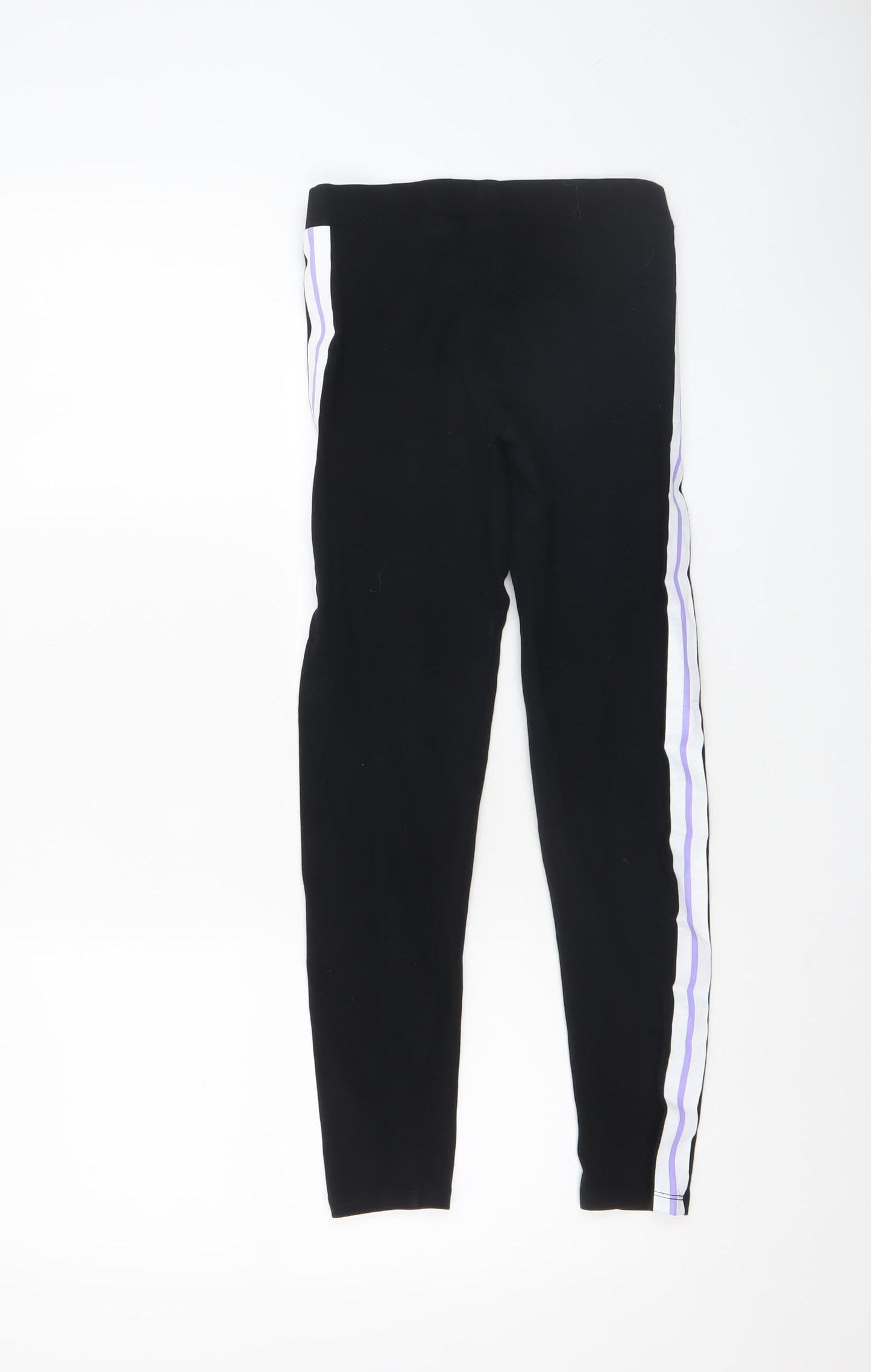 Marks and Spencer Girls Black Stretch Side Stripe Ankle Leggings 12-13 Years