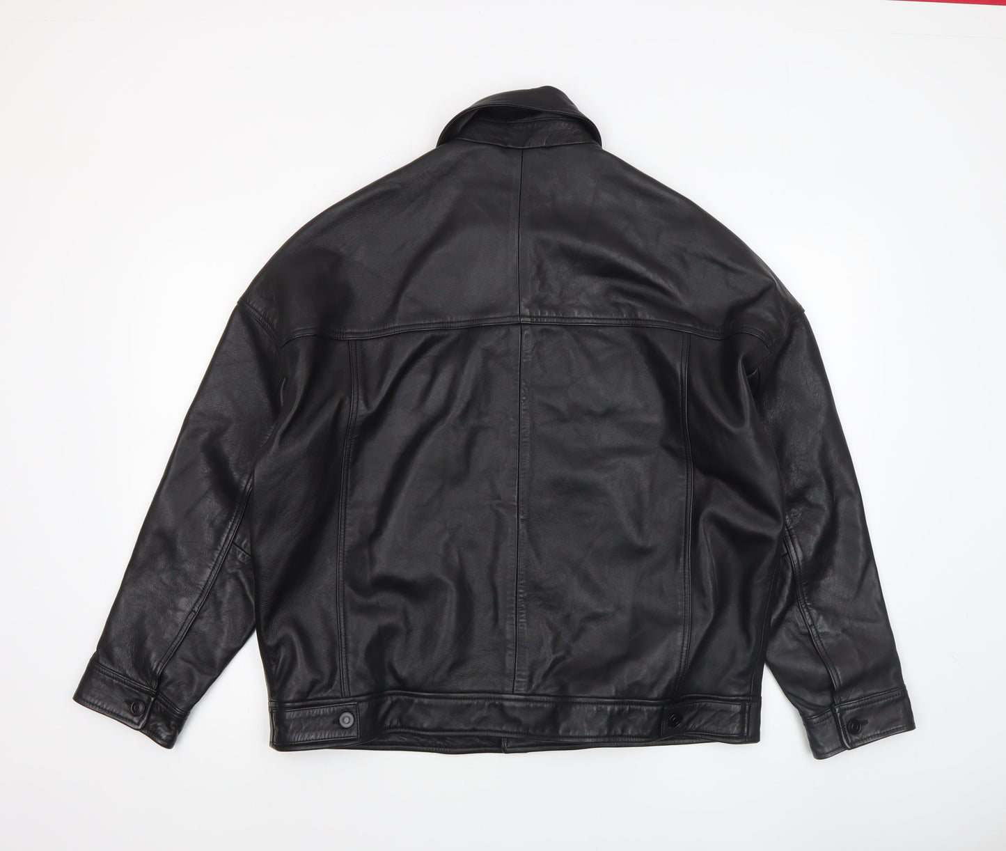 ASOS DESIGN Men’s Black Leather Bomber Jacket Size S Casual Style