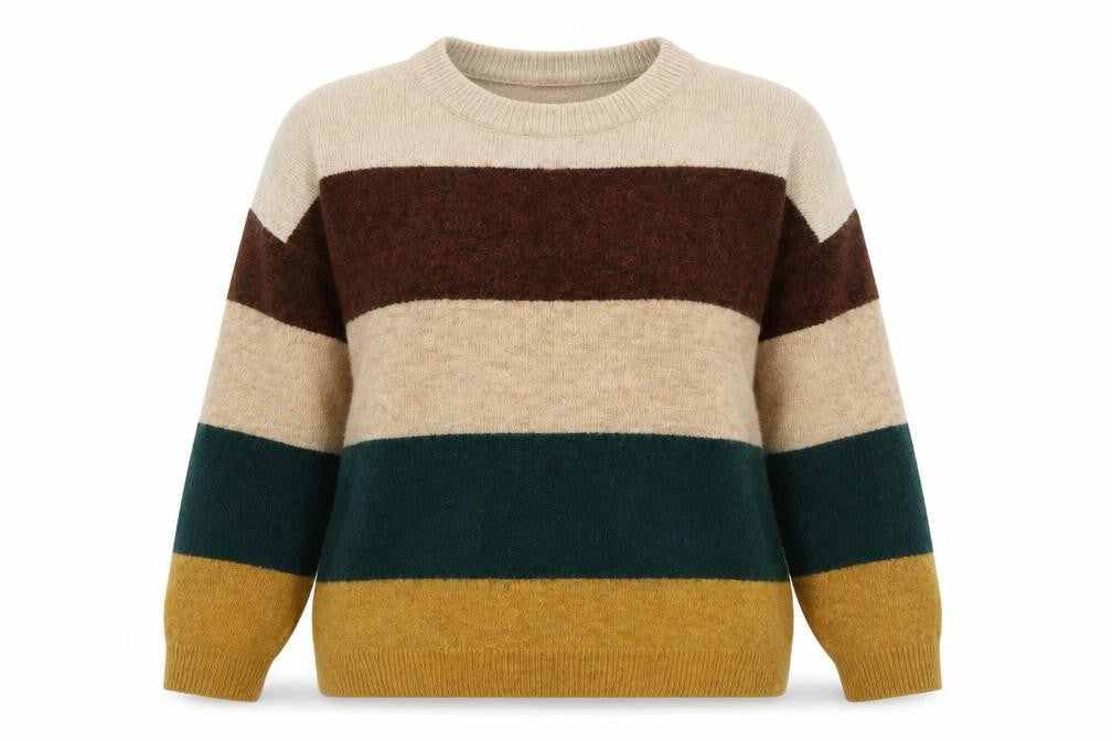H&M Women's Multicoloured Striped Wool Blend Crew Neck Jumper Size S