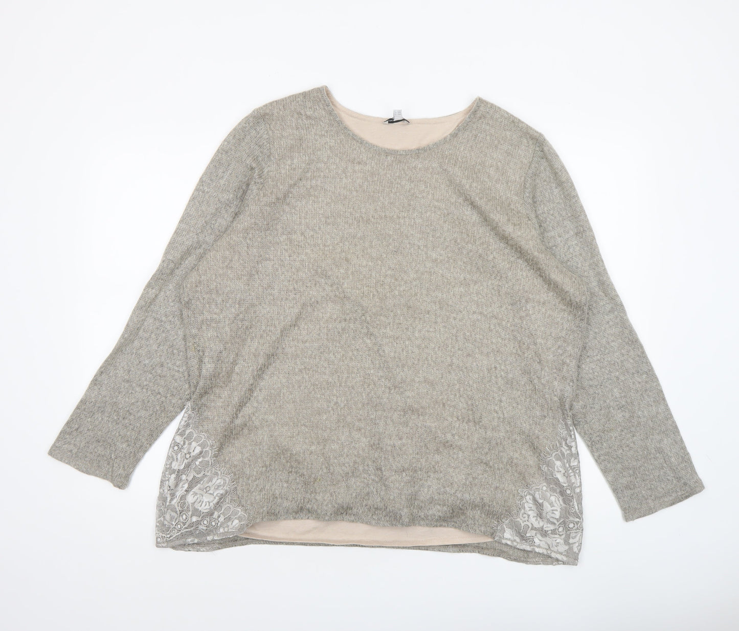 Gina Laura Women’s Beige Knit Lace Hem Pullover Jumper Size 24