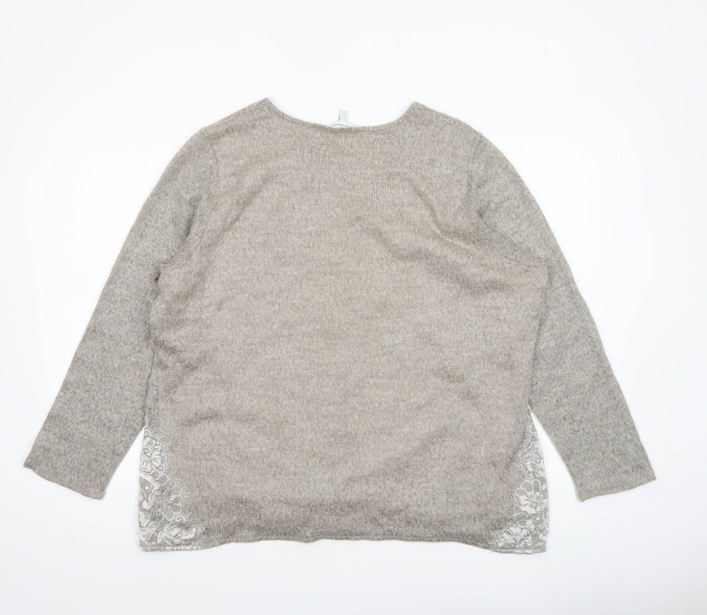 Gina Laura Women’s Beige Knit Lace Hem Pullover Jumper Size 24