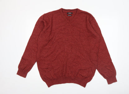 Additional front view of Dunnes Men Red Cotton V-Neck jumper, size L