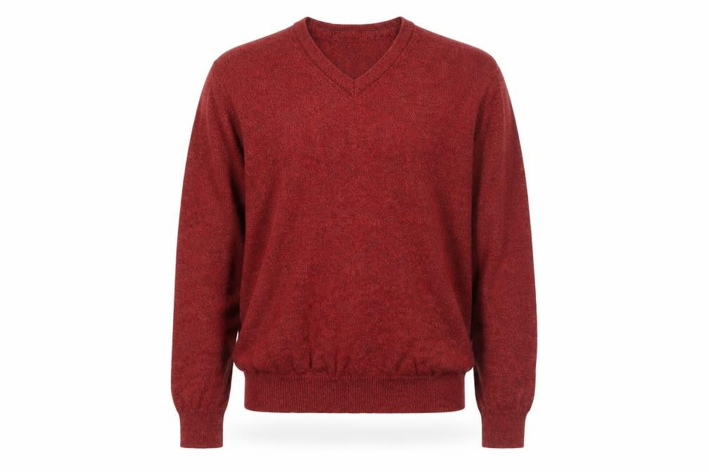 Dunnes Men Red Cotton V-Neck Pullover Jumper Size L