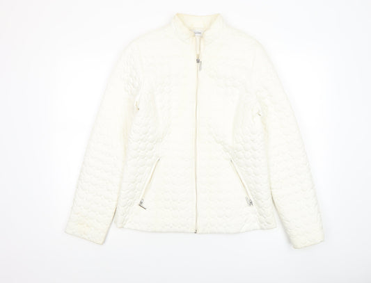 Gallery Women Ivory Quilted Lightweight Jacket UK 10 Zip Pockets