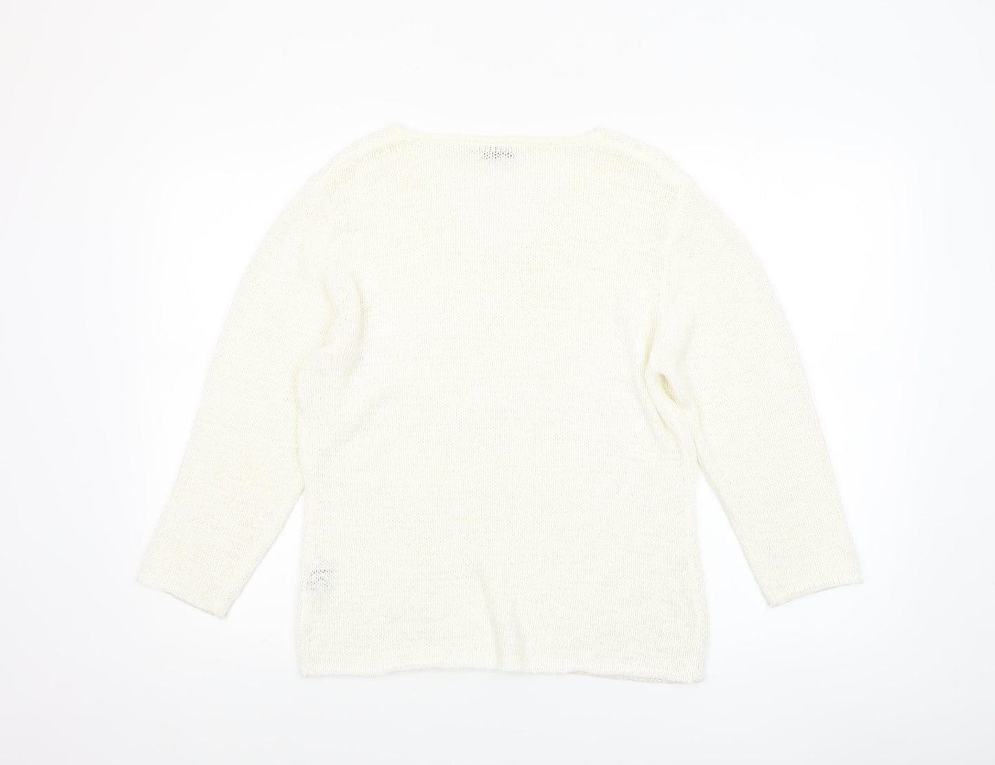 Aliuja Women's Ivory V-Neck Knit Jumper Medium