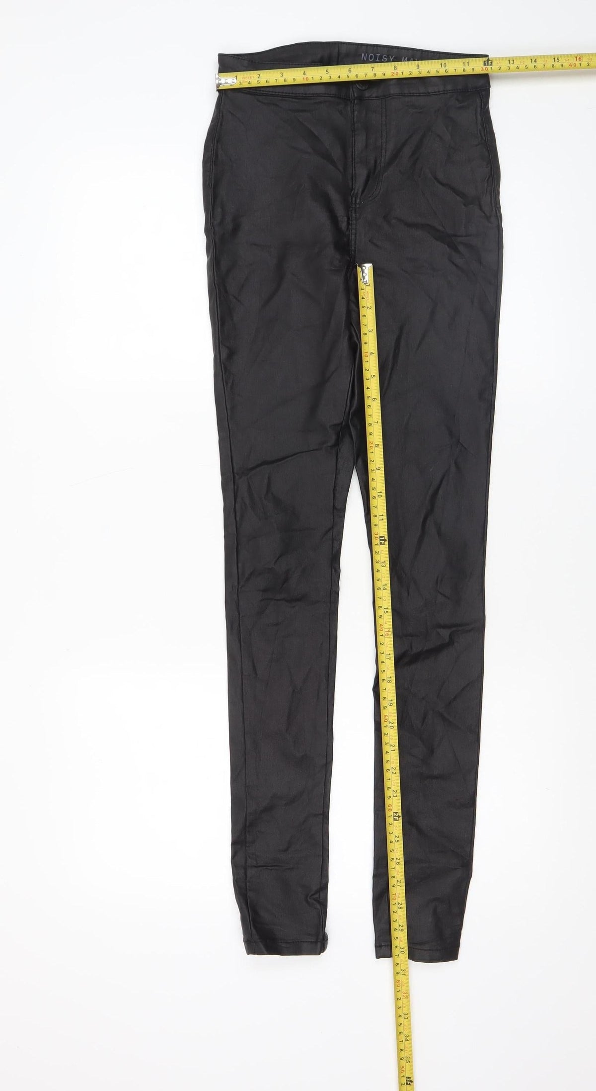 Noisy May Women's Black Coated Jegging Trousers XS Skinny Stretch