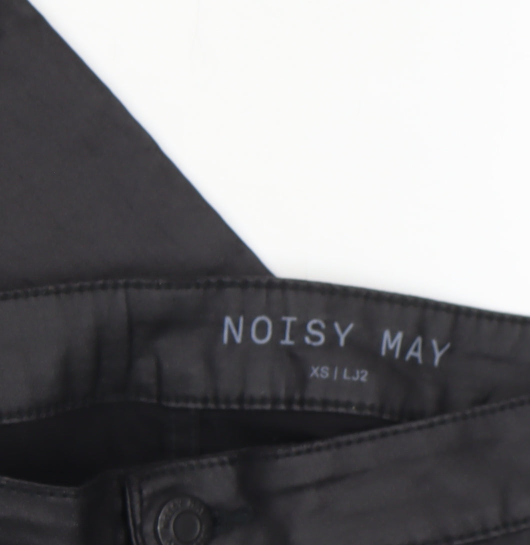 Noisy May Women's Black Coated Jegging Trousers XS Skinny Stretch