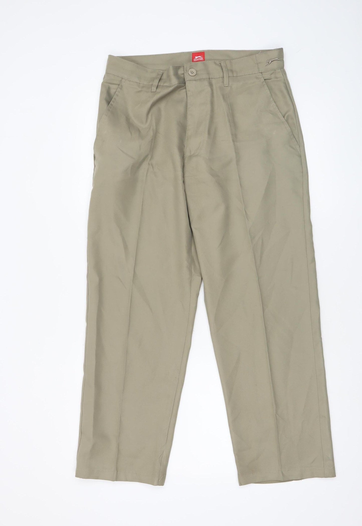 Slazenger Men's Beige Chino Trousers UK 32W 29S Pleated Classic Fit