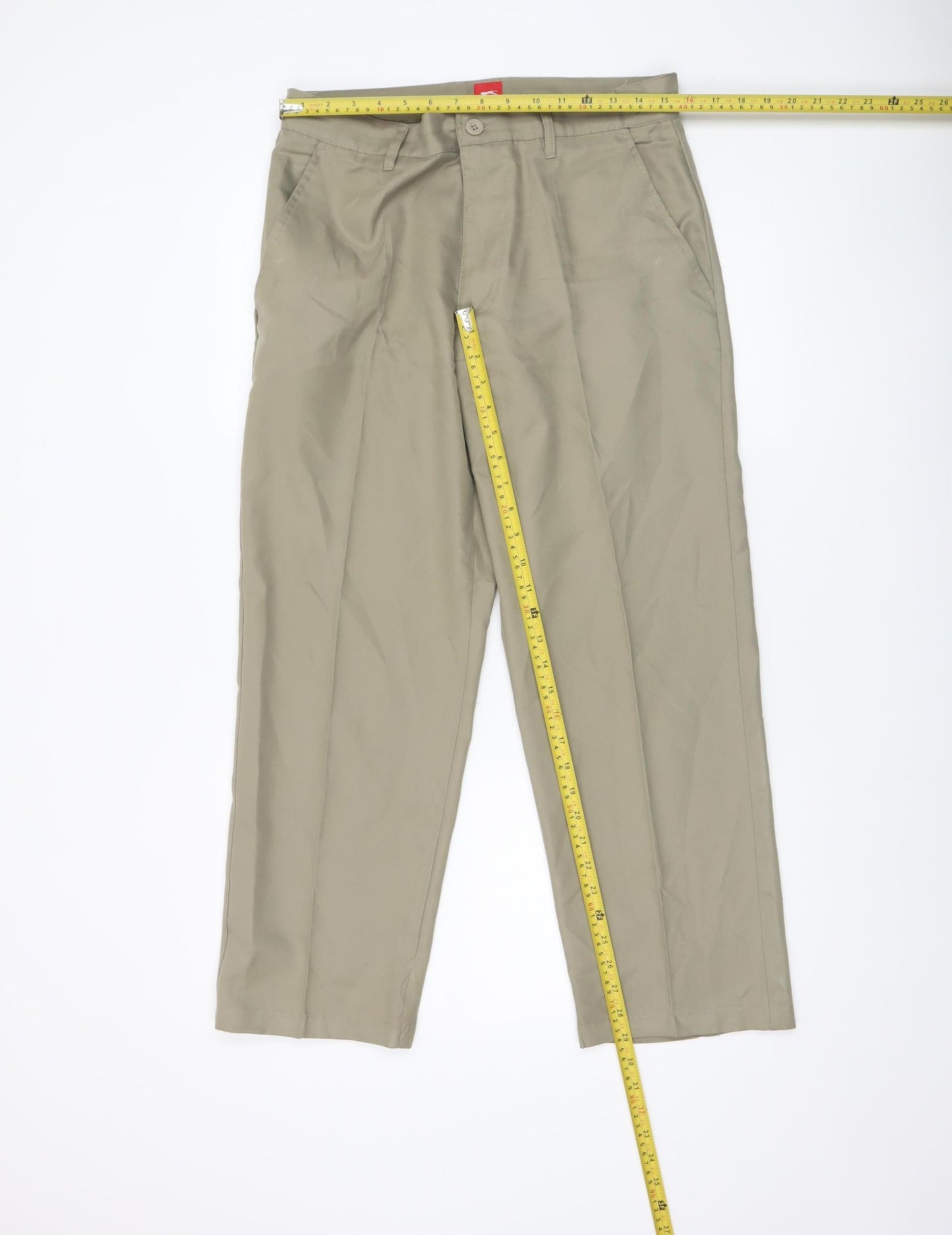 Slazenger Men's Beige Chino Trousers UK 32W 29S Pleated Classic Fit