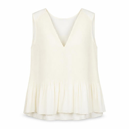 H&M Women Ivory Sleeveless V-Neck Tunic Blouse Size L