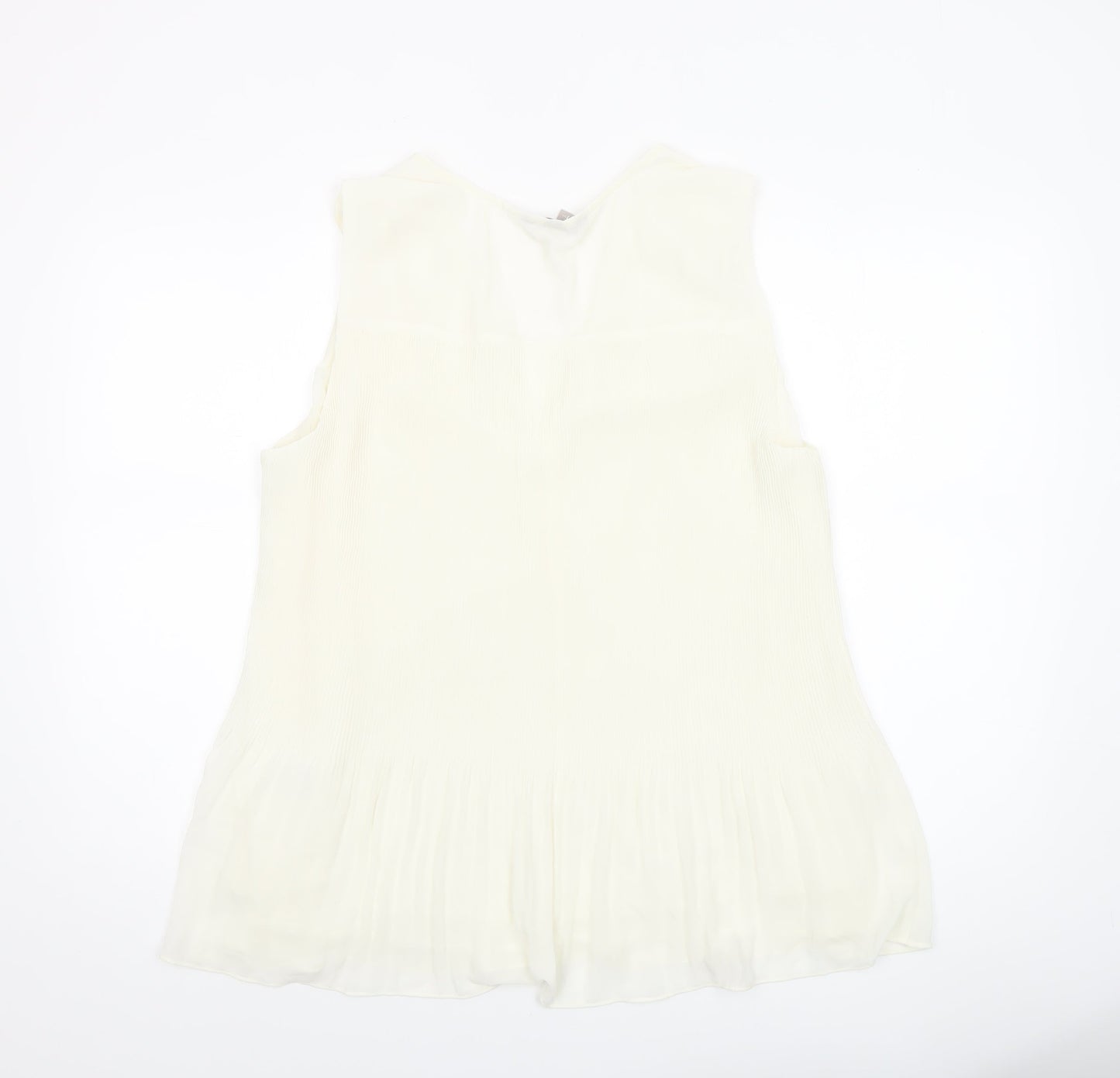 H&M Women Ivory Sleeveless V-Neck Tunic Blouse Size L
