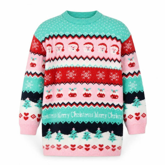 Dunnes Stores Girls Multicoloured Christmas Jumper 9-10 Years Acrylic Blend