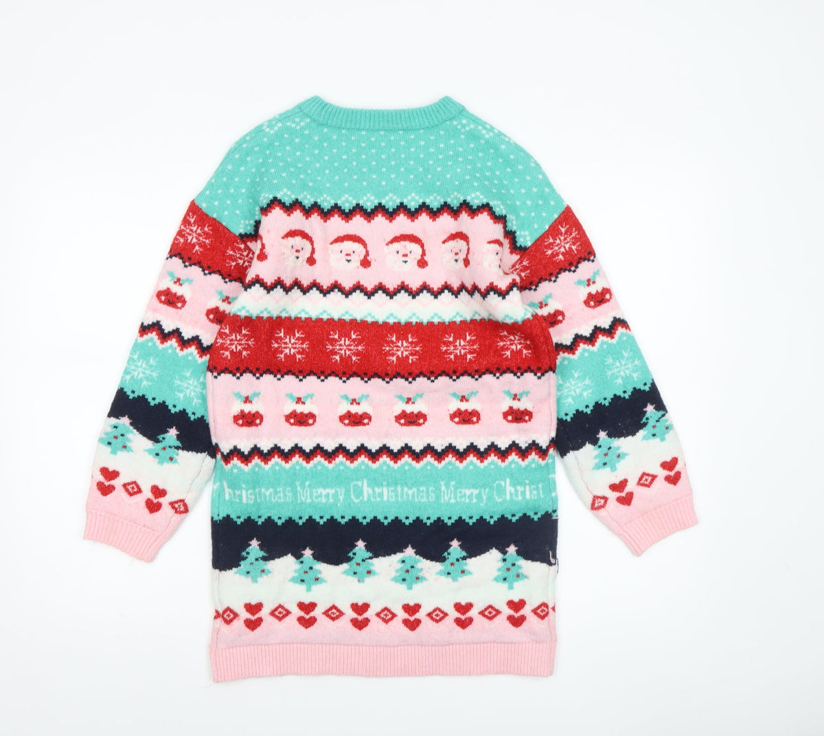 Dunnes Stores Girls Multicoloured Christmas Jumper 9-10 Years Acrylic Blend
