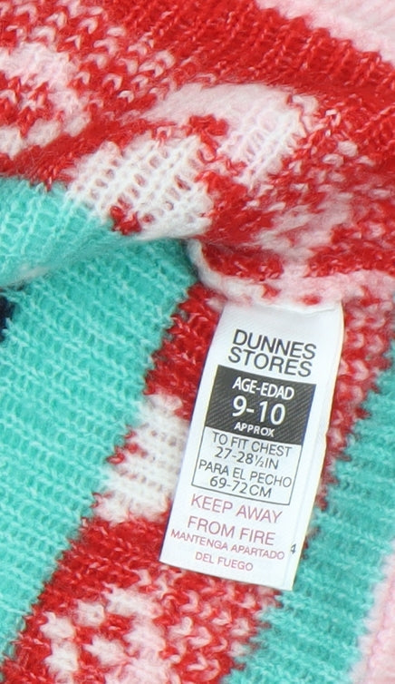 Dunnes Stores Girls Multicoloured Christmas Jumper 9-10 Years Acrylic Blend