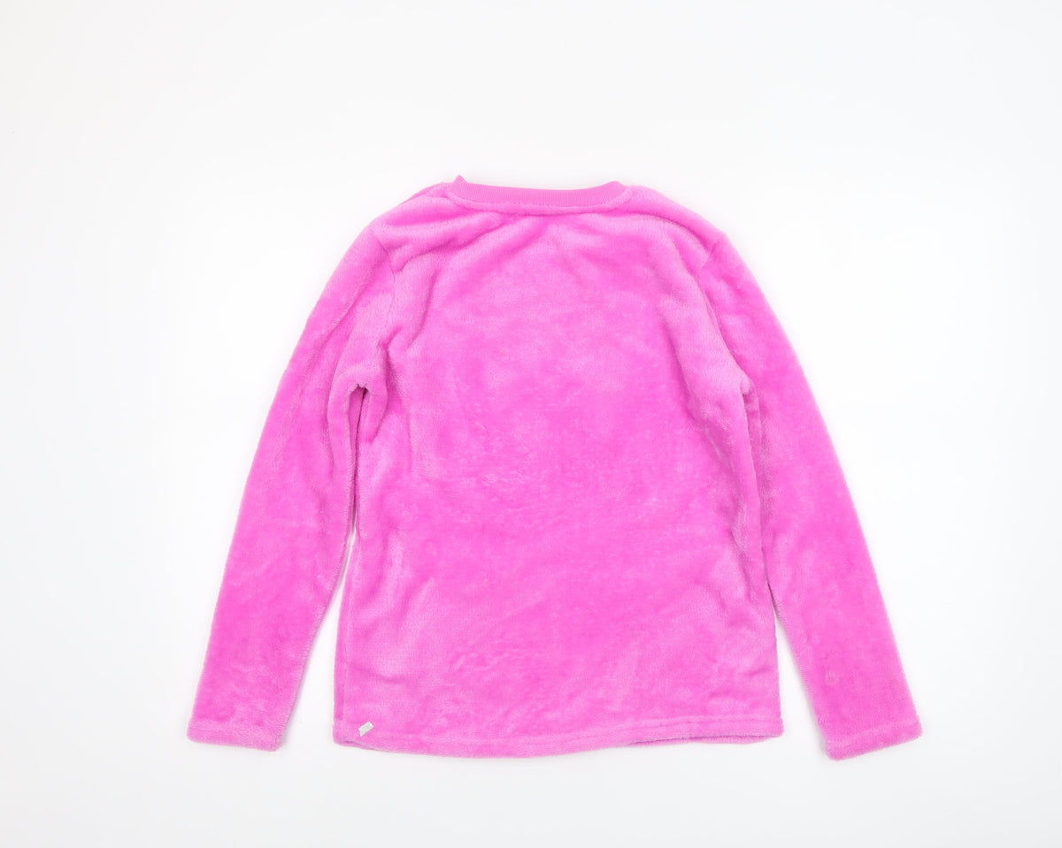 Dunnes Stores Girls Pink Fleece Cat Pyjama Top 10-11 Years Long Sleeve