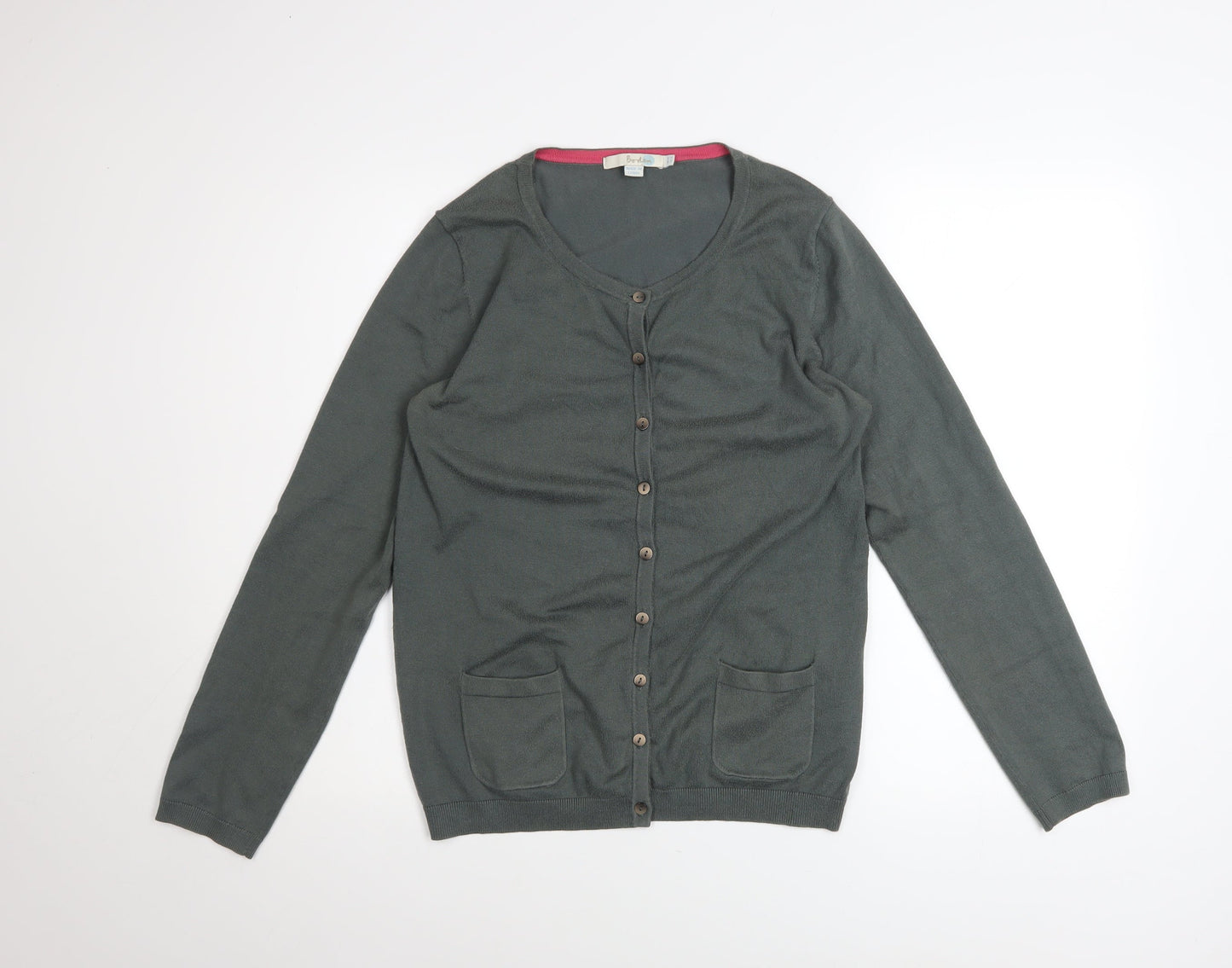 Boden Women's Grey Cotton Blend Button Cardigan UK 12