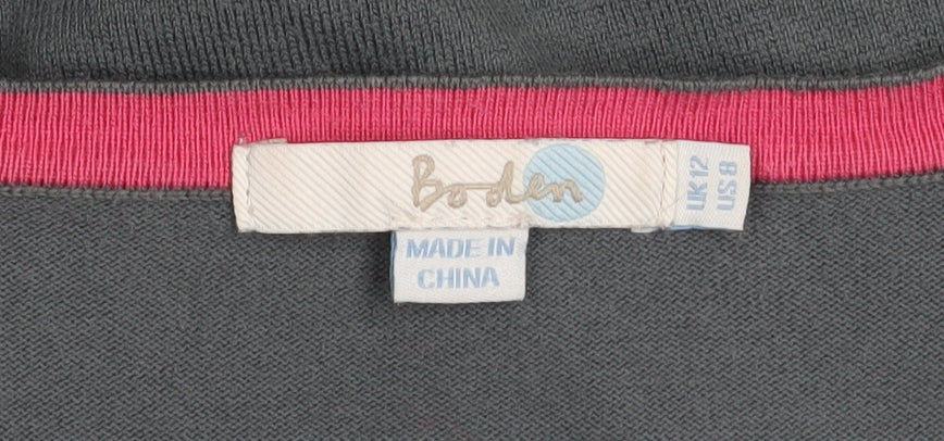 Boden Women's Grey Cotton Blend Button Cardigan UK 12
