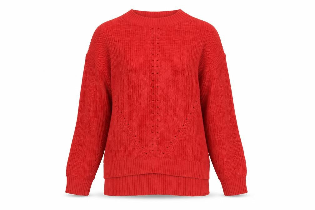 FatFace Women's Red Cotton Knit Crew Neck Jumper Size 8