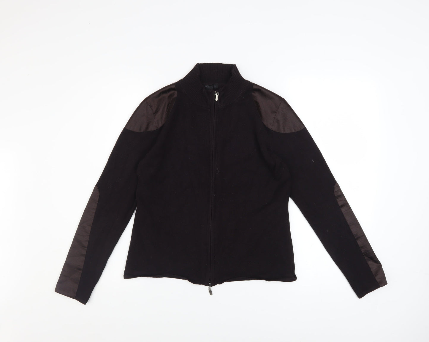Yuka Men's Black Full Zip Jersey Jacket Size L Stand-Up Collar