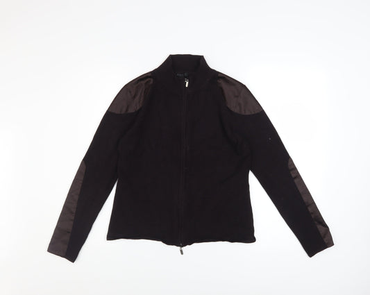 Yuka Men's Black Full Zip Jersey Jacket Size L Stand-Up Collar