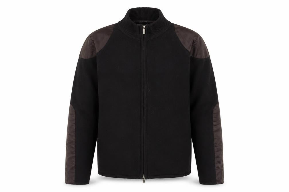Yuka Men's Black Full Zip Jersey Jacket Size L Stand-Up Collar