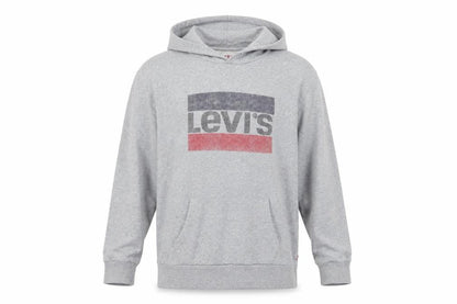 Levi's Men's Grey Pullover Hoodie L Logo Graphic Cotton Fleece