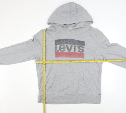 Levi's Men's Grey Pullover Hoodie L Logo Graphic Cotton Fleece