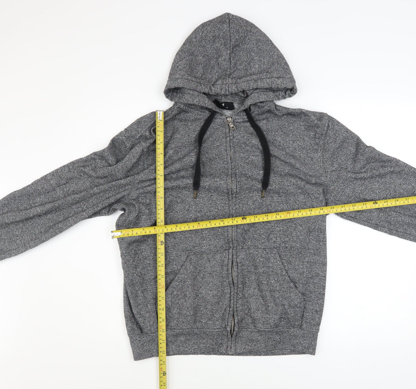 H&M Men's Grey Full Zip Hoodie Sweatshirt Regular Fit Size S