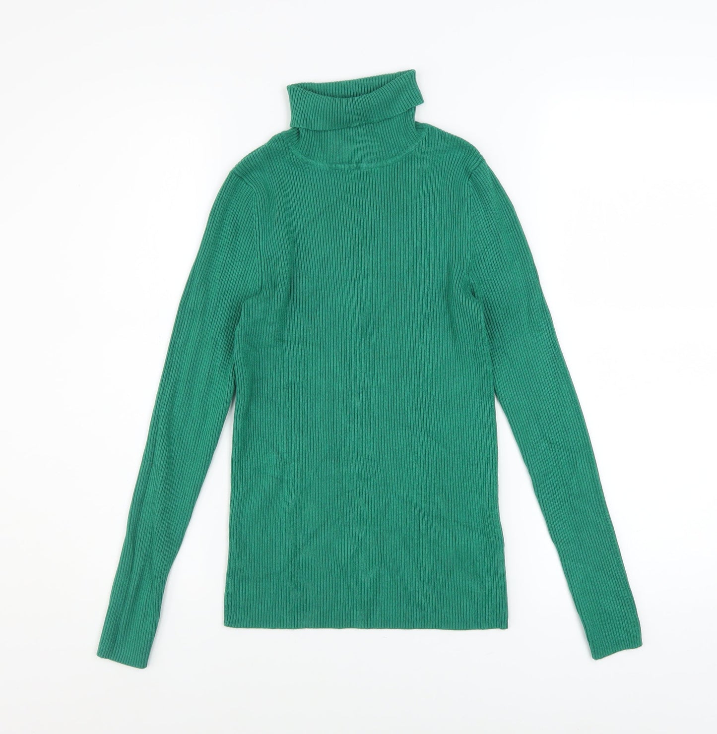 Marks and Spencer Women’s Green Roll Neck Ribbed Jumper Size 10