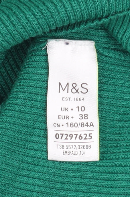 Marks and Spencer Women’s Green Roll Neck Ribbed Jumper Size 10
