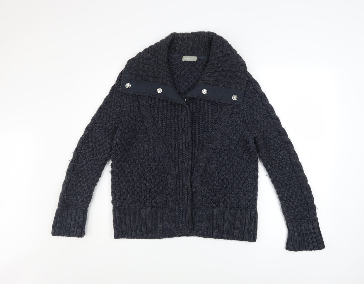 Marks and Spencer Per Una Women's Navy Cable-Knit Cardigan Size S