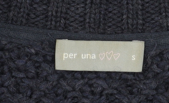 Marks and Spencer Per Una Women's Navy Cable-Knit Cardigan Size S