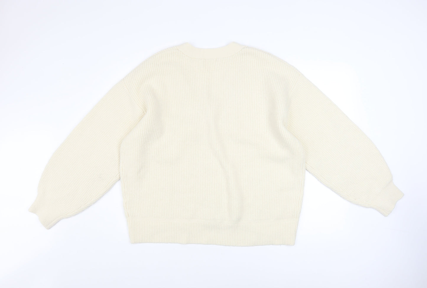 GU Women's Ivory Button-Up Cardigan XL Acrylic Blend Knit Jumper
