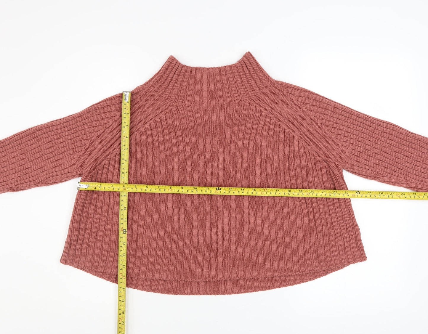 Brave Soul Women's Pink Mock Neck Ribbed Knit Pullover Jumper Size S
