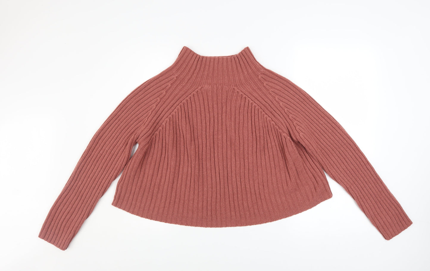 Brave Soul Women's Pink Mock Neck Ribbed Knit Pullover Jumper Size S