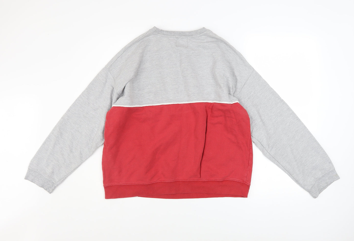 Pull & Bear Women Grey Red Colourblock Sweatshirt Size S